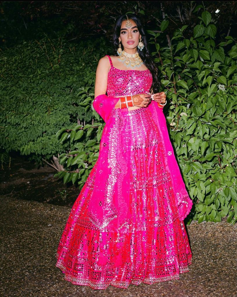 Gagan Bassi clad up in pink Lehenga for her Sangeet Ceremony